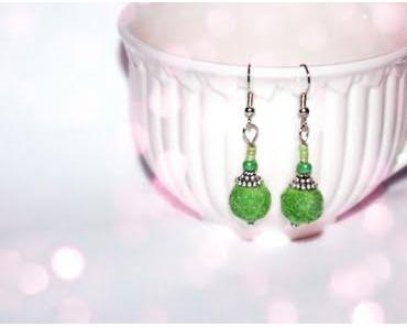 Green Felt Bauble Earrings