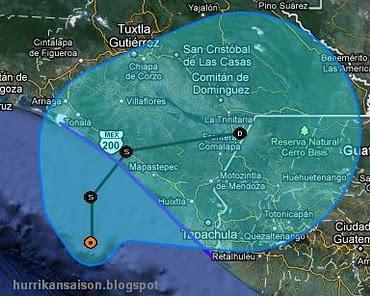 Tropisches Tief 12-E (potenziell Tropensturm KENNETH) im Pazifik - Sturmwarnung in Chiapas