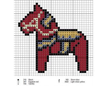 kostenlose Stickanleitung für ein schwedisches Dala-Pferd