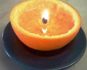 Klasse Idee: Kerze aus Zitrusfrüchten