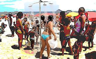 Riskantes Duschen am Strand der Copacabana