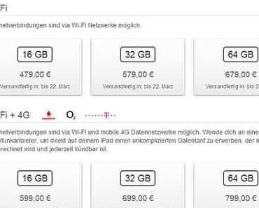 Erscheinungstermin geändert. iPad 3 erscheint in Deutschland erst am 22 März.