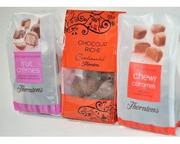 Thorntons Fruit Crèmes, Chocolate Riche und Chewy Caramels