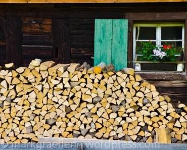 Holz vor der Hütte und Blumenwiesen im Münstertal