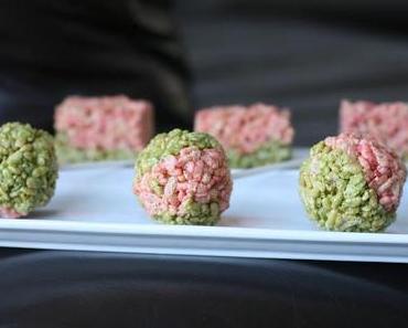Matcha and Strawberry Rice Krispy Treats (Pops or Layers)