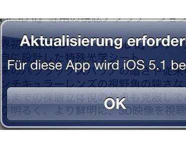 Lösung: Für diese App wird iOS 5 benötigt