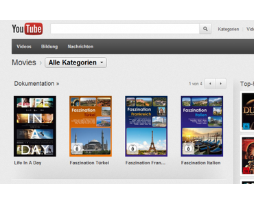 YouTube: Movie-Funktion jetzt auch in Deutschland nutzbar