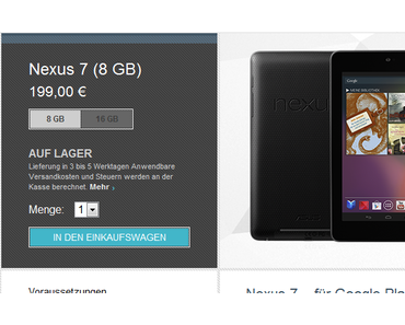 Google Nexus 7 kann ab sofort im Play Store bestellt werden