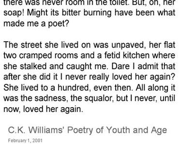 “My grandmother is washing my mouth out with soap …” DIRT, A POEM von C. K. Williams