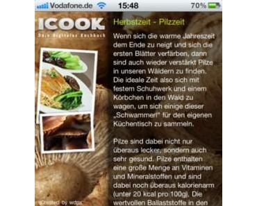 iCook Pilze – das Kochbuch für die Pilzsaison auf dem iPhone