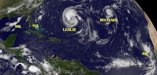 Atlantische Hurrikansaison aktuell: LESLIE, MICHAEL und pot. NADINE