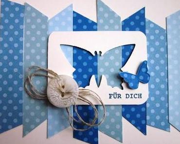 Schmetterlingskarte "Für dich" in blau