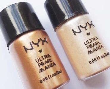 Swatches: NYY Ultra Pearl Mania Pigmente in 01 Nude Pearl und 21 Oro Pearl