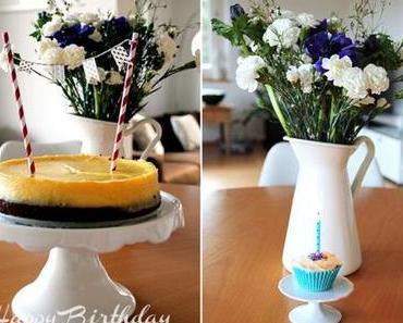 Brownie-Cheesecake und Earl-Grey-Cupcakes zur Geburtstagsfeier