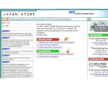 NEWS: OCS Japanstore in Düsseldorf & Frankfurt schliesst