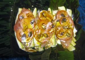 Hähnchenschnitzel im Bananenblatt