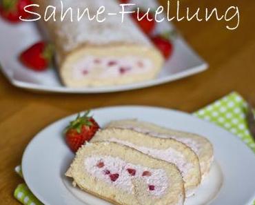 Erdbeerrolle mit Quark-Sahne-Füllung