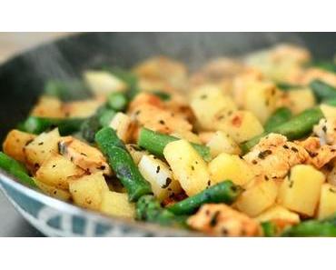 Spargel-Kartoffelpfanne mit Huhn