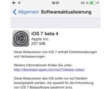 [Download] iOS 7 Beta4 veröffentlicht: Hinweise auf Fingerabdruck-Sensor