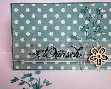 Glückwunsch in türkis-weiß gepunktet