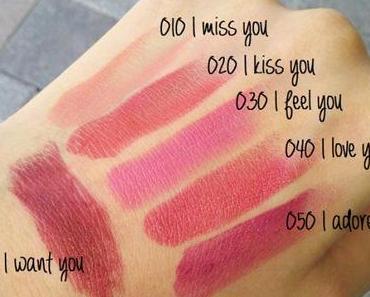 P2 Matte Deluxe Lipsticks alle Swatches & Review zu 010 I miss you & 040 I love you