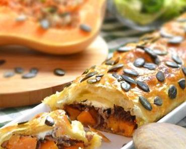 Kürbisstrudel mit Hackfleisch und Feta