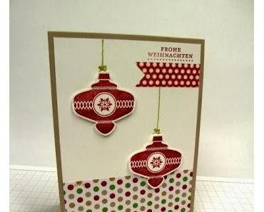 Weihnachtskarte mit Christmas Collectibles und Familienzuwachs