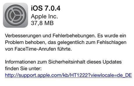 Apple gibt iOS 7.0.4, 6.1.5 und Apple TV 6.0.2 zum Download frei