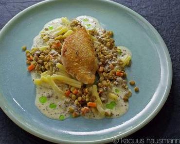 für Frau Neudecker: Perlhuhn auf Senflinsen