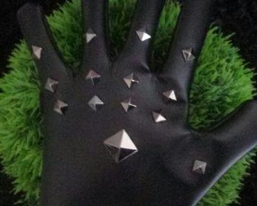DIY studded leather gloves