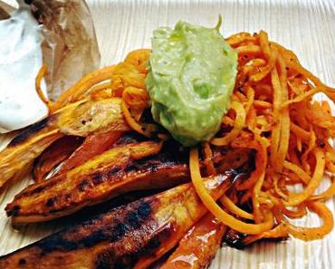 Süßkartoffel Fritten mit Avocado - Dip...