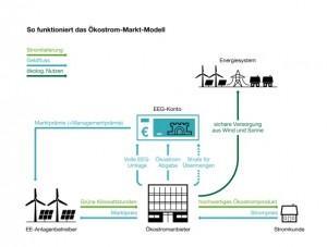 Modell für Direktvermarktung von Ökostrom vom Erzeuger bis zum Verbraucher