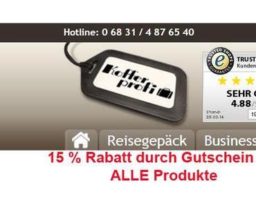 Gutschein Kofferprofi.de – 15% Rabatt ohne Mindestbestellung auf ALLE Artikel