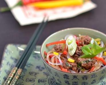 Glasnudelsalat mit Teriyaki-Tatar