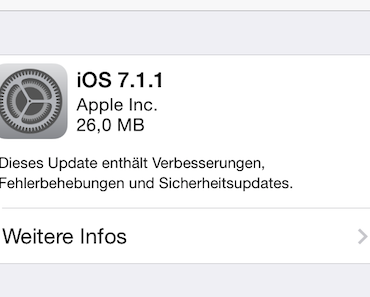 Apple gibt iOS 7.1.1 zum Download frei, um kritische Sicherheitslücken zu beheben