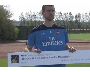 Per Mertesacker & Lukas Podolski widerlegen Behauptungen, die auf Twitter geschrieben wurden