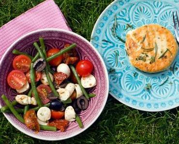 [Low Carb] Bohnensalat mit getrockneten Tomaten, Oliven und Mozzarella