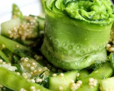 [Vegan] Erbsen-Gurken-Röllchen mit Quinoasalat