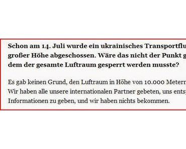 Ukrainischer Ministerpräsident behauptet, Russland stecke hinter dem Flugzeugabschuß