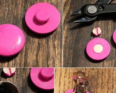 [diy] happy Ohrclips aus Holzknöpfen