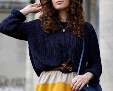 black yellow striped skirt // bee