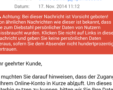 Neue Pishing Mail Welle rollt an.