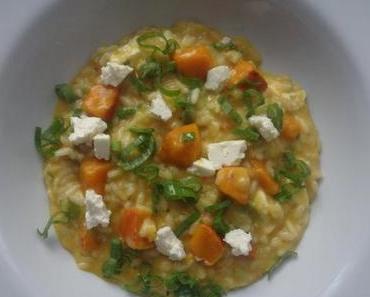 cremiges kürbis-feta risotto