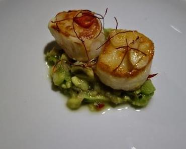Jakobsmuscheln auf Avocado-Kiwi-Salsa