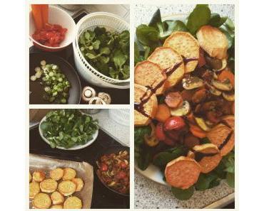 Winter-Feldsalat mit gebackener Süßkartoffel