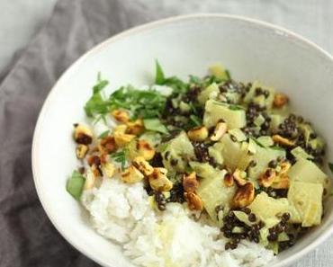 Ananas-Linsen-Curry mit Cashewkernen oder wie ich etwas kochte, was ich nie kochen wollte