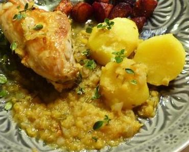 Huhn mit Linsen und Rosmarin