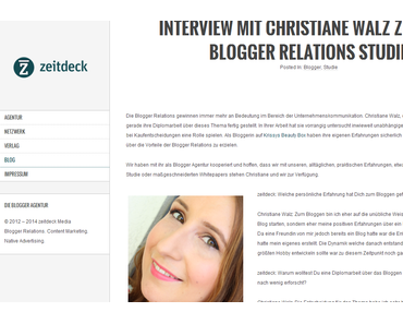 Interview mit der Blogger Agentur Zeitdeck: Blogger Relations Studie