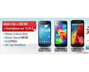 LTE Allnetflat inkl. Smartphone für nur 14,95 € mtl.!