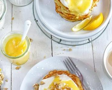 Zitronen-Müsli Pancakes mit Ei freiem Lemon Curd & Degustabox Februar